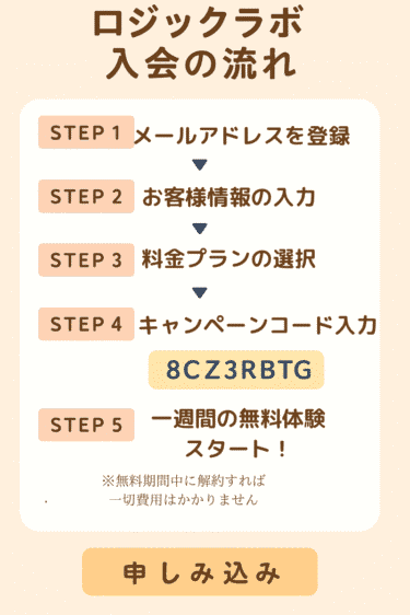 ロジックラボの入会手順とブログ限定2000円割引クーポン